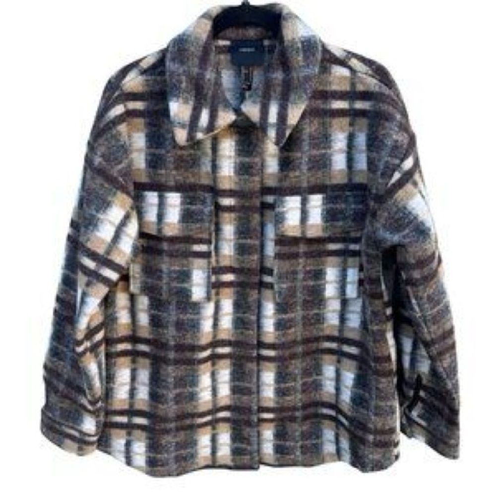 Forever 21 Plaid Utility Jacket - Brown and Gray